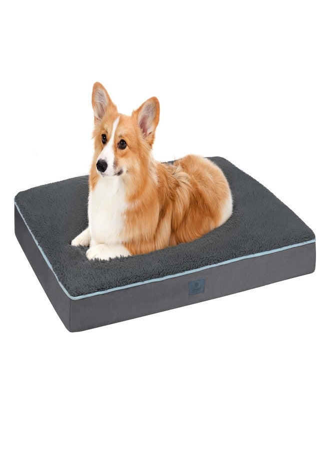 Veehoo Washable Dog Beds Large Sized, Deluxe Plush Sherpa Dog Bed for Crate with Removable Cover & Waterproof Inner Liner, Large Pet Bed with Nonslip Bottom